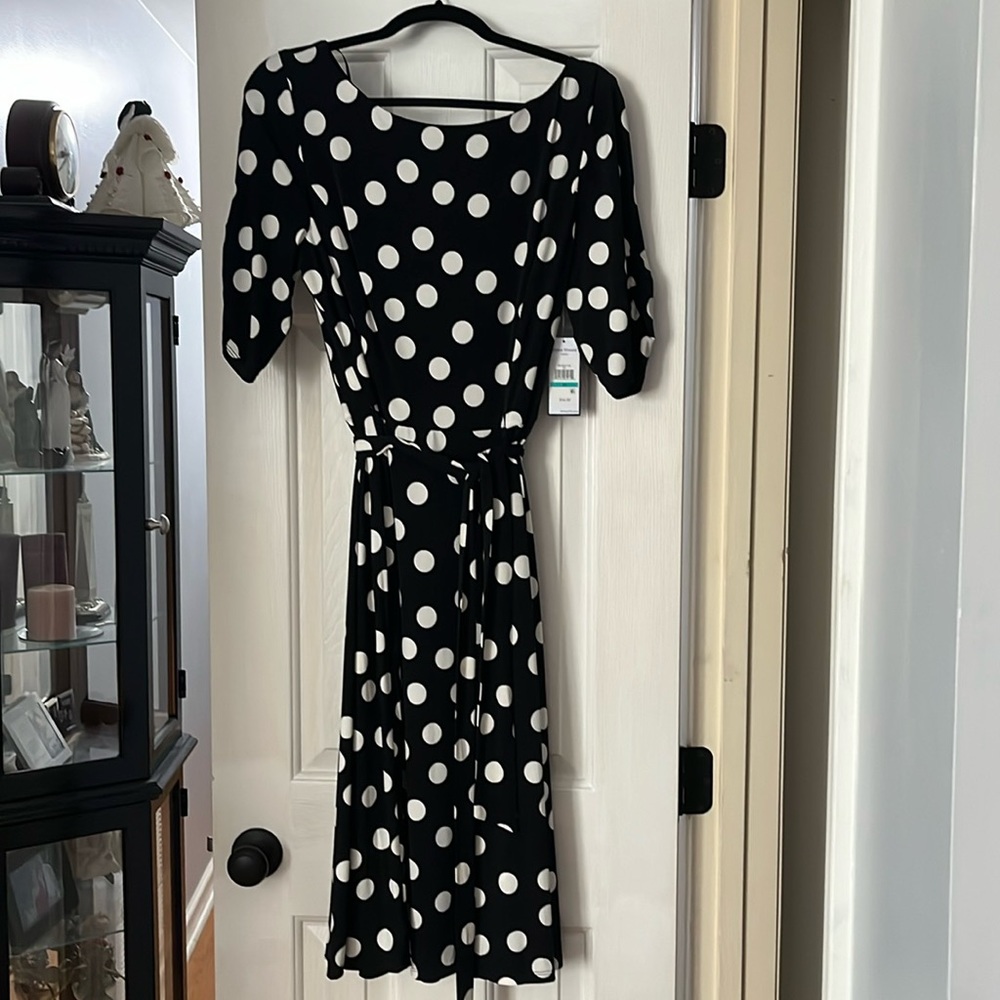 Black and white polka dot dress